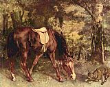 Horse in the forest by Gustave Courbet